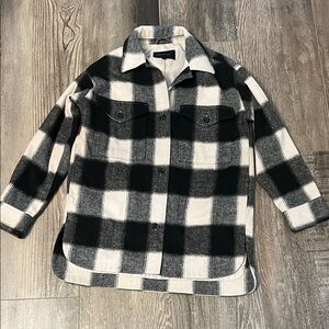 Banana Republic Black and White Plaid Shacket Size XS
